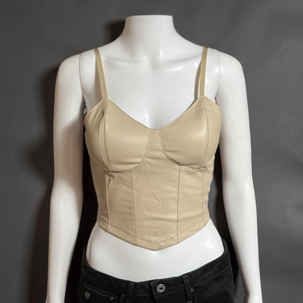 Madden NYC Beige Satin Corset Crop Top – Size S